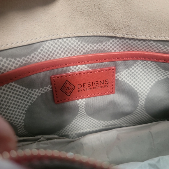 NWOT Vera Bradley Cole Mini Shoulder Bag Coral Patent Leather Purse Small - Picture 4 of 4